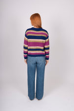 Load image into Gallery viewer, Bridge And Lord - Alpaca Multi Stripe Pullover - Navy/Magenta

