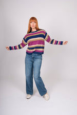 Load image into Gallery viewer, Bridge And Lord - Alpaca Multi Stripe Pullover - Navy/Magenta
