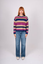 Load image into Gallery viewer, Bridge And Lord - Alpaca Multi Stripe Pullover - Navy/Magenta
