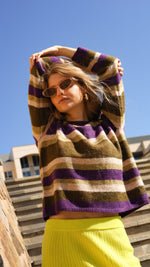Load image into Gallery viewer, Bridge And Lord - Alpaca Multi Stripe Pullover - Plum/Olive

