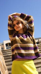 Bridge And Lord - Alpaca Multi Stripe Pullover - Plum/Olive