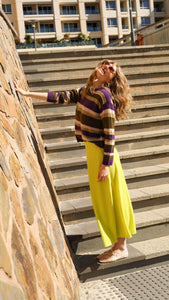 Bridge And Lord - Alpaca Multi Stripe Pullover - Plum/Olive