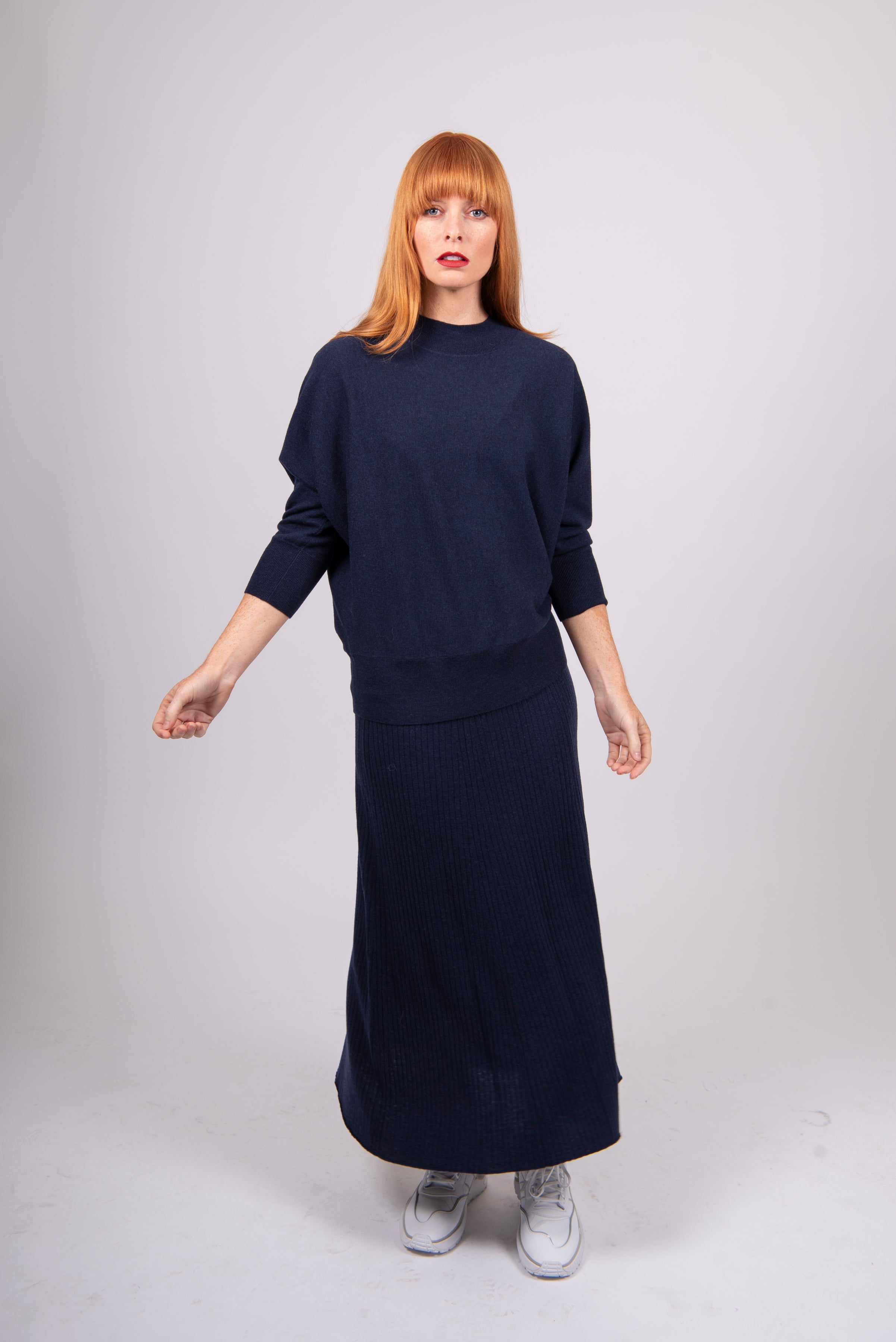 Bridge And Lord - Skirt With Flared Hem - Navy