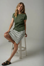 Load image into Gallery viewer, Cloth Paper Scissors - Shaped Hem Tee - Fairway Green
