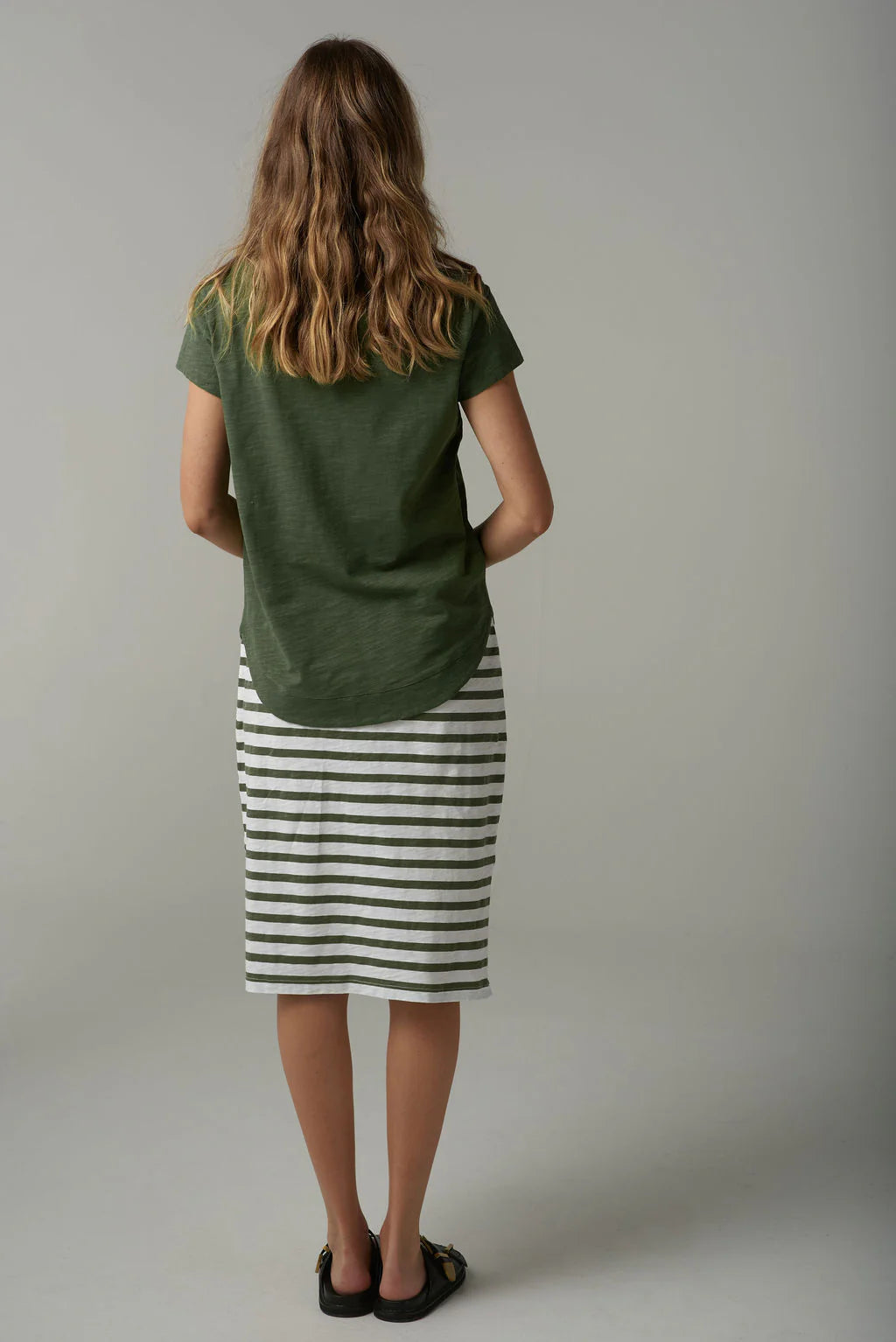 Cloth Paper Scissors - Shaped Hem Tee - Fairway Green