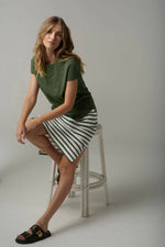 Load image into Gallery viewer, Cloth Paper Scissors - Shaped Hem Tee - Fairway Green
