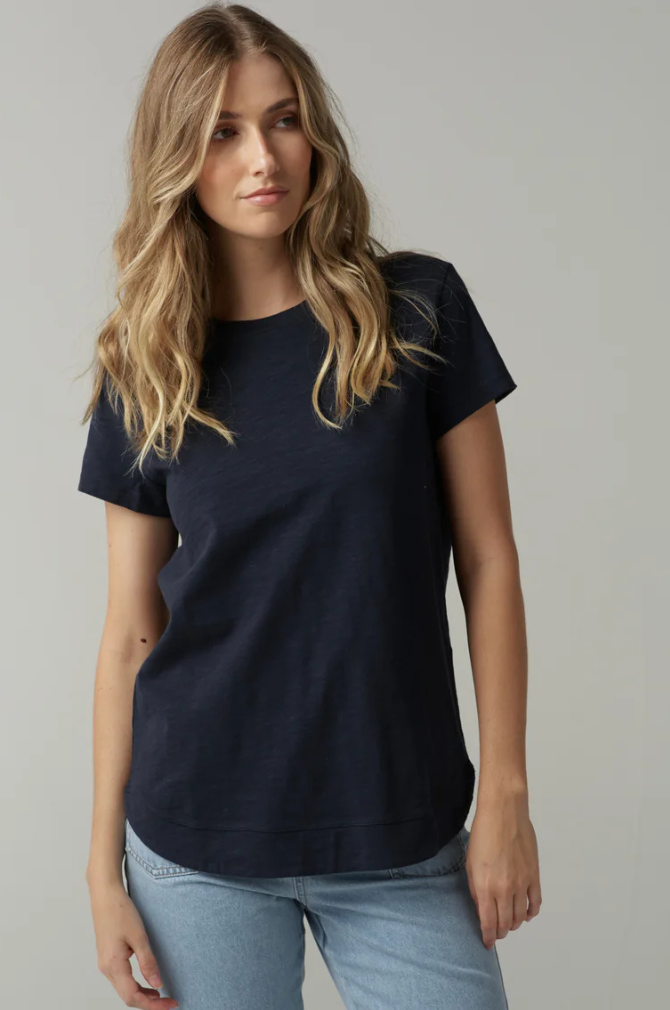Cloth Paper Scissors - Shaped Hem Tee - Parisian Navy