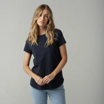 Load image into Gallery viewer, Cloth Paper Scissors - Shaped Hem Tee - Parisian Navy
