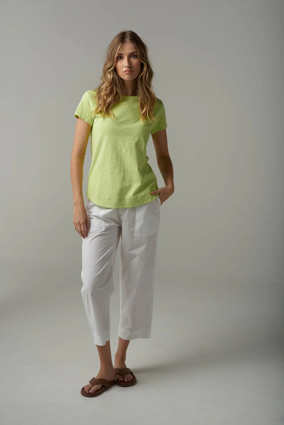 Cloth Paper Scissors - Shaped Hem Tee - Shadow Lime