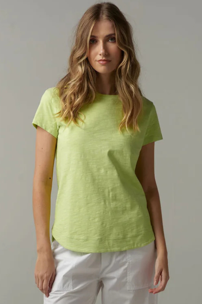 Cloth Paper Scissors - Shaped Hem Tee - Shadow Lime