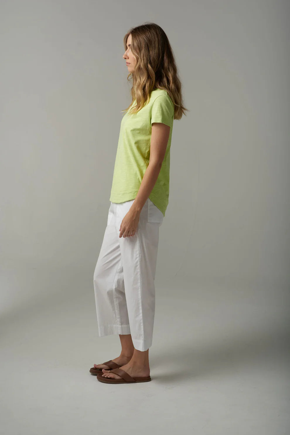 Cloth Paper Scissors - Shaped Hem Tee - Shadow Lime