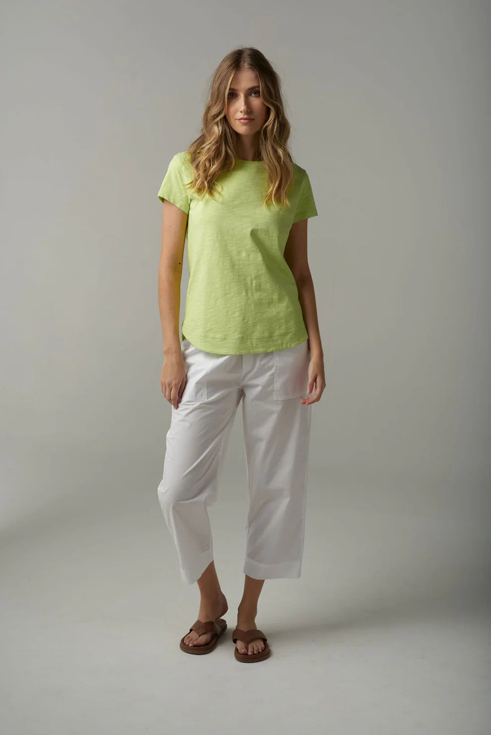 Cloth Paper Scissors - Shaped Hem Tee - Shadow Lime