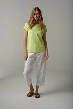 Load image into Gallery viewer, Cloth Paper Scissors - Shaped Hem Tee - Shadow Lime
