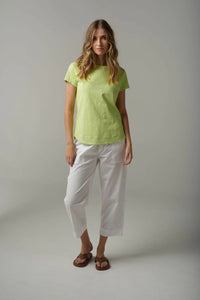 Cloth Paper Scissors - Shaped Hem Tee - Shadow Lime