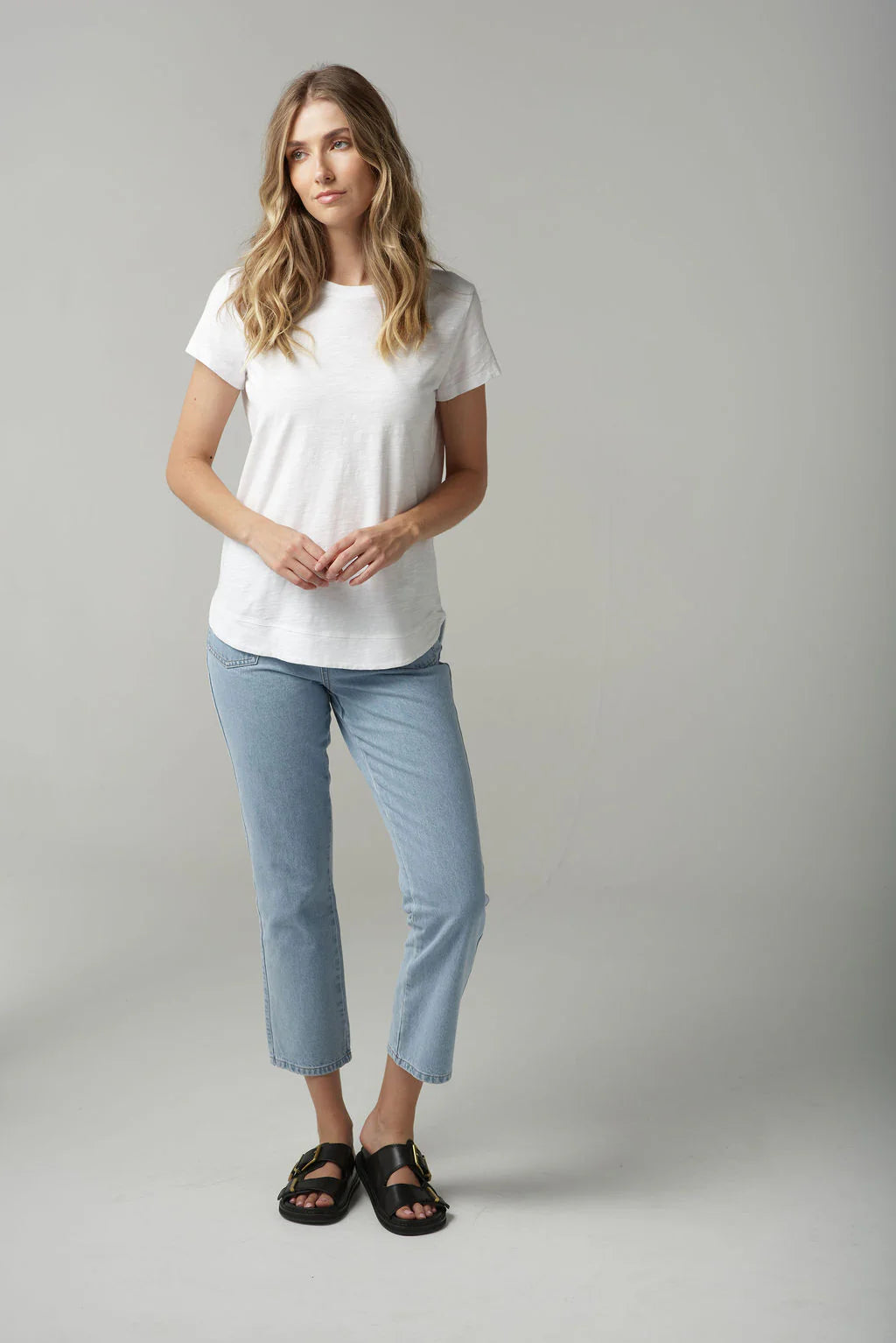 Cloth Paper Scissors - Shaped Hem Tee - White