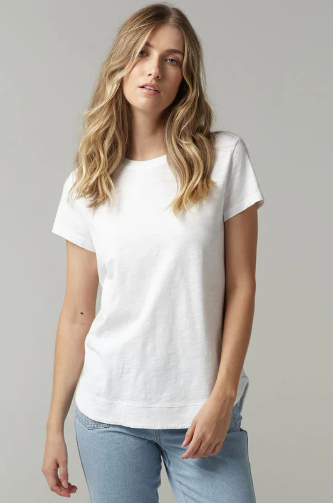 Cloth Paper Scissors - Shaped Hem Tee - White