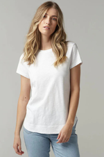 Load image into Gallery viewer, Cloth Paper Scissors - Shaped Hem Tee - White
