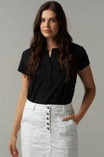 Load image into Gallery viewer, Cloth Paper Scissors - Henley Tee - Black
