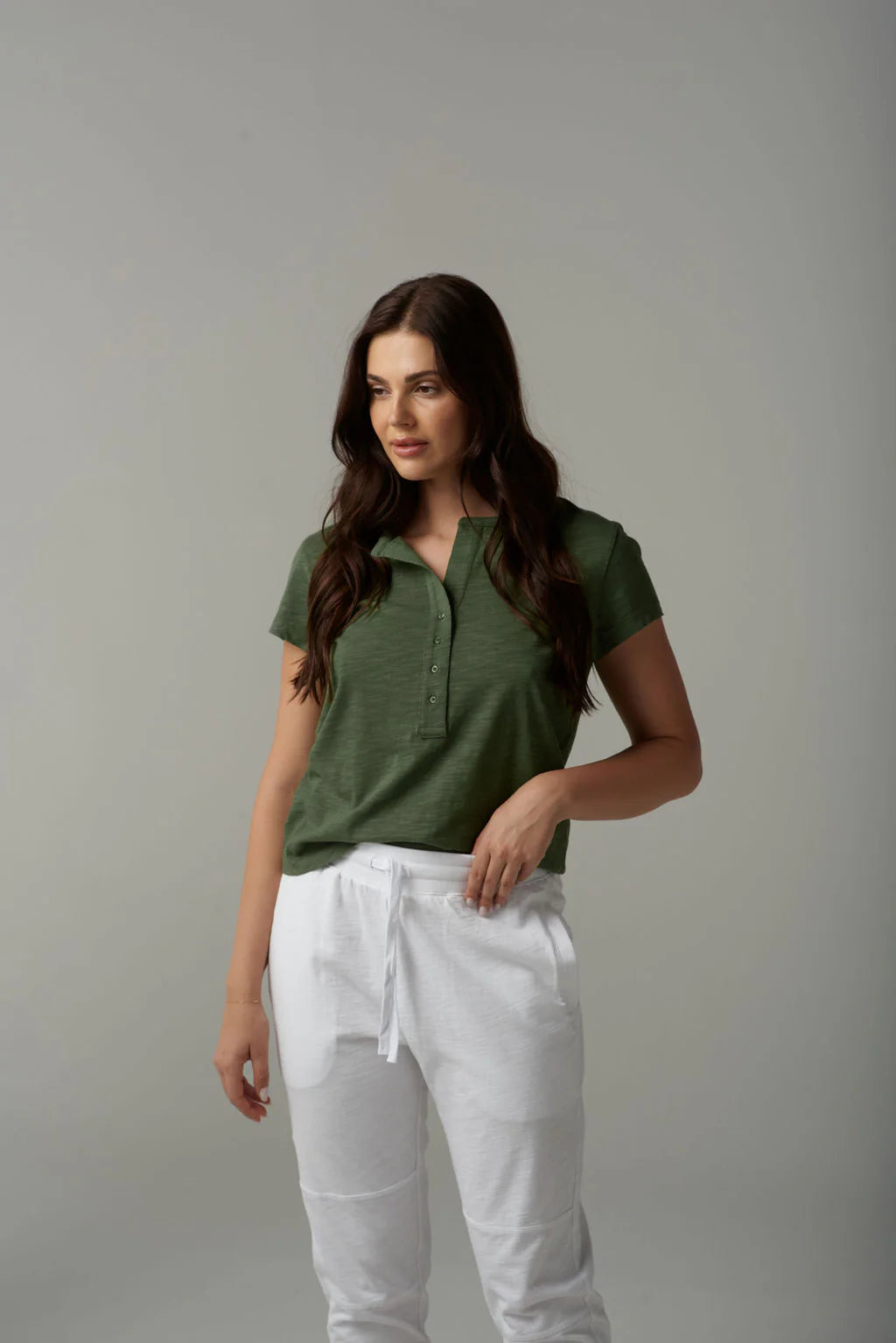 Cloth Paper Scissors - Henley Tee - Fairway Green