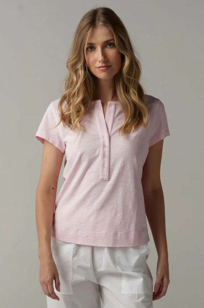 Cloth Paper Scissors - Henley Tee - Pink Touch