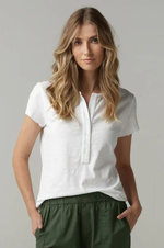 Load image into Gallery viewer, Cloth Paper Scissors - Henley Tee - White
