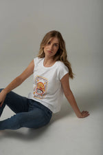 Load image into Gallery viewer, Cloth Paper Scissors - Rodeo Printed Tee - White
