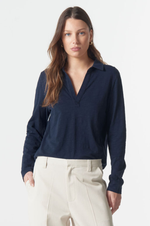Load image into Gallery viewer, Cloth Paper Scissors - The Collared Henley - Parisian Navy
