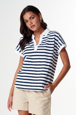 Load image into Gallery viewer, Cloth Paper Scissors - Daydream Polo - White/Navy
