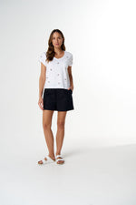 Load image into Gallery viewer, Cloth Paper Scissors - Rings Embroidered T Shirt - White
