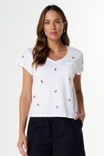 Load image into Gallery viewer, Cloth Paper Scissors - Rings Embroidered T Shirt - White
