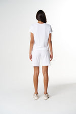 Load image into Gallery viewer, Cloth Paper Scissors - The Irregular Embroidered V Neck T Shirt - White/Navy
