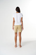 Load image into Gallery viewer, Cloth Paper Scissors -  The Irregular Embroidered V Neck T Shirt - White/Safari
