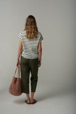 Load image into Gallery viewer, Cloth Paper Scissors - Stripe Basic Tee - White/Fairway Green
