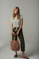 Load image into Gallery viewer, Cloth Paper Scissors - Stripe Basic Tee - White/Fairway Green
