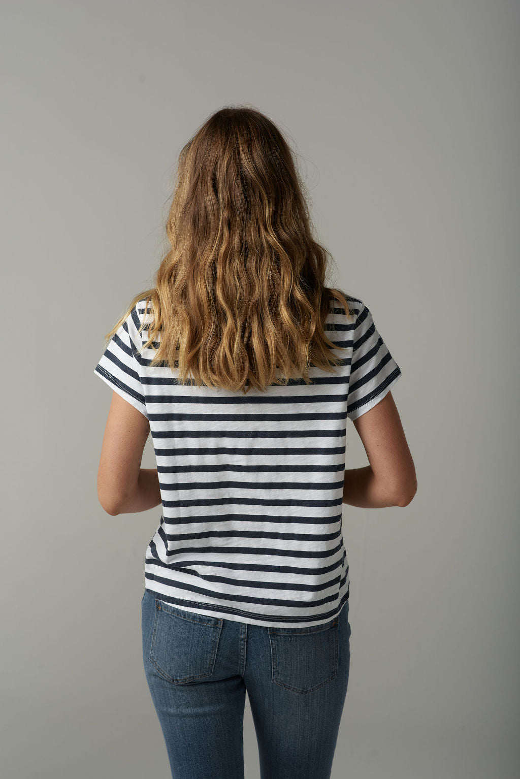 Cloth Paper Scissors - Stripe Basic Tee - White/Parisian