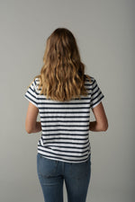 Load image into Gallery viewer, Cloth Paper Scissors - Stripe Basic Tee - White/Parisian
