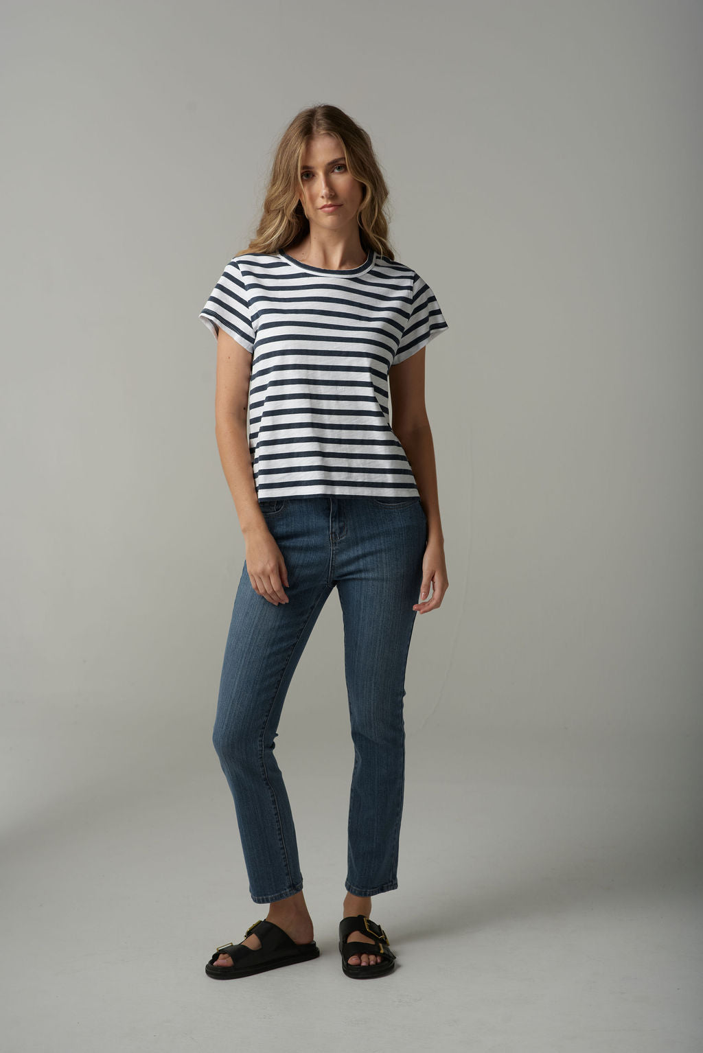 Cloth Paper Scissors - Stripe Basic Tee - White/Parisian