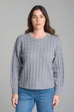 Load image into Gallery viewer, Cloth Paper Scissors - Crew Neck Cable Chunky Knit - Moody Blue
