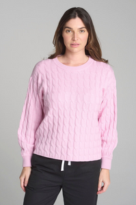 Cloth Paper Scissors - Crew Neck Cable Chunky Knit - Rose Petal