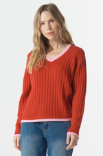 Load image into Gallery viewer, Cloth Paper Scissors - How V Neck Knit - Scarlet

