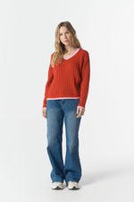 Load image into Gallery viewer, Cloth Paper Scissors - Glow V Neck Knit - Scarlet
