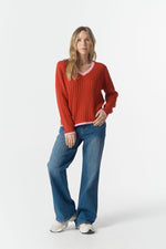 Load image into Gallery viewer, Cloth Paper Scissors - Glow V Neck Knit - Scarlet
