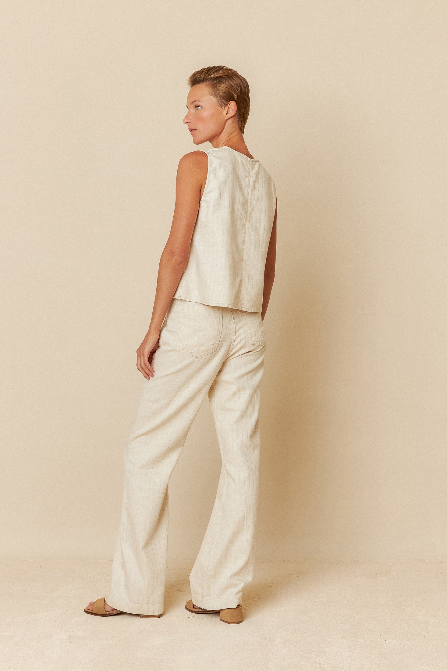 Indi And Cold - Pinstripe Twill Vest - Crudo 121