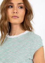 Load image into Gallery viewer, Coster Copenhagen - Heart 1180 Ellen Stripe Short Sleeved Tee - Green Stripe
