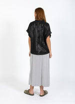 Load image into Gallery viewer, Coster Copenhagen - Heart Jolie Metallic Top With Gathers - Black
