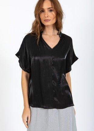 Coster Copenhagen - Heart Jolie Metallic Top With Gathers - Black