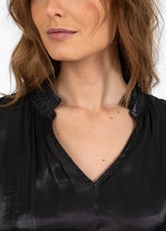 Load image into Gallery viewer, Coster Copenhagen - Heart Jolie Metallic Top With Gathers - Black
