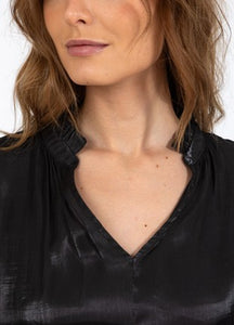 Coster Copenhagen - Heart Jolie Metallic Top With Gathers - Black