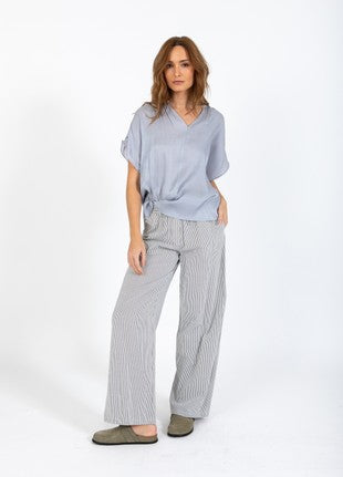 Coster Copenhagen - Heart Jolie Metallic Top With Gathers - Grey/Blue