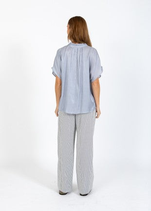 Coster Copenhagen - Heart Jolie Metallic Top With Gathers - Grey/Blue